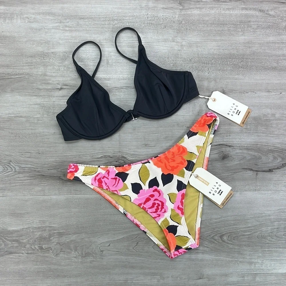 ☀️BILLABONG☀️ SOL SEARCHER REESE UNDERWIRE MAGIC GARDEN HIKE BIKINI SET